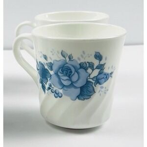 Corning Ware Corelle Blue Velvet Rose Coffee Cup 8 Oz Lot Of 4 Vtg Replacements